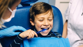 Young boy in dental chair